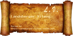 Landsberger Vilmos névjegykártya